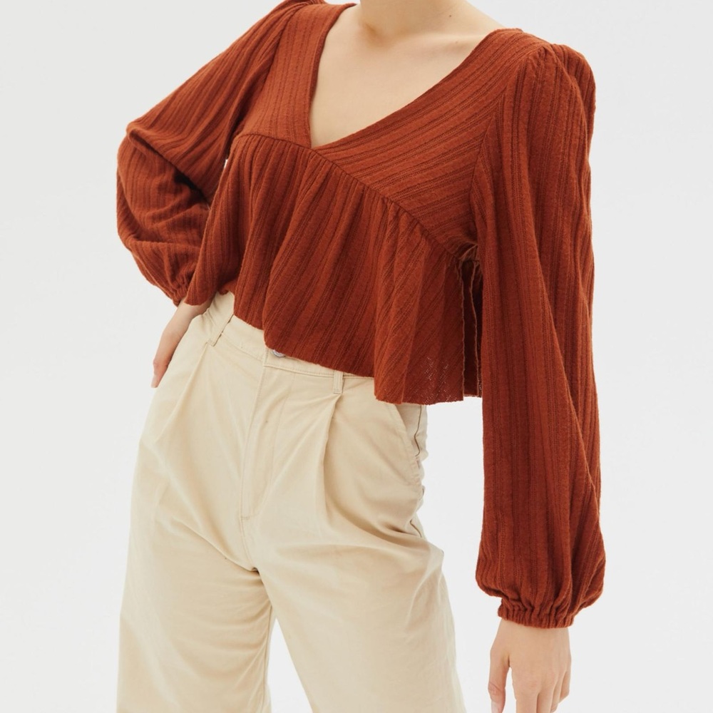 Burnt orange babydoll sweater